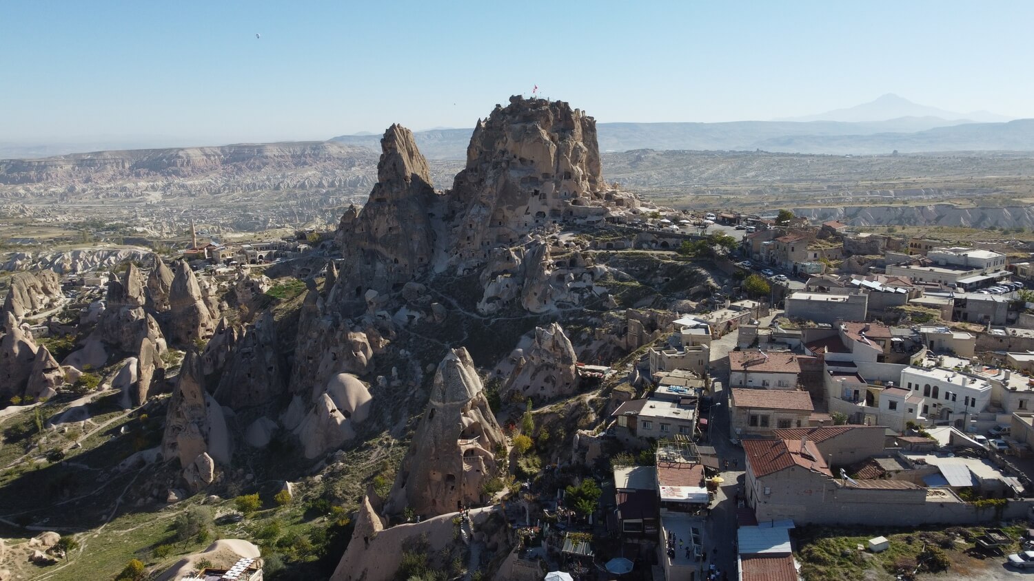 Photo of Uçhisar Castle taken from the drone