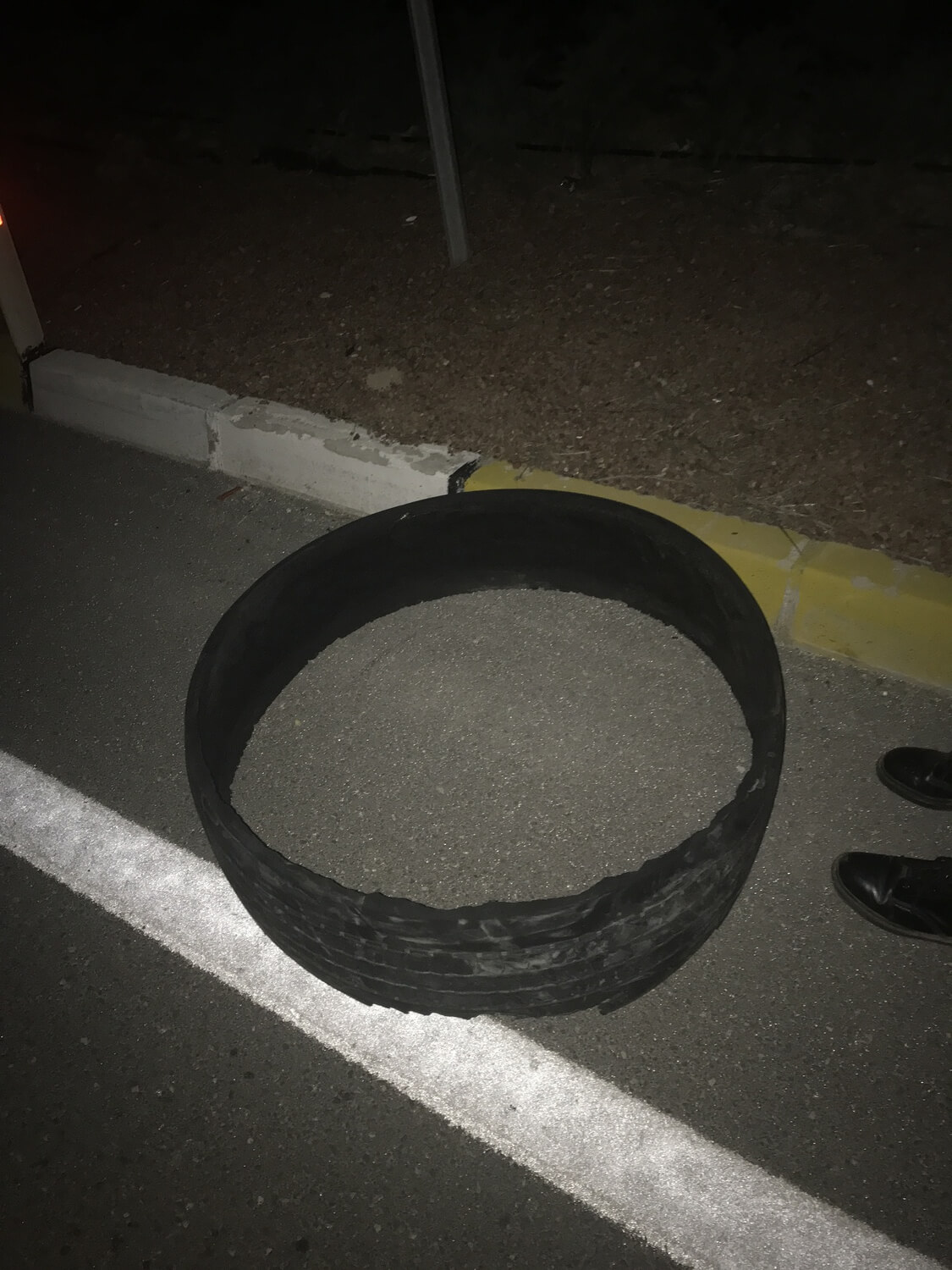 Photo of the tyre we hit