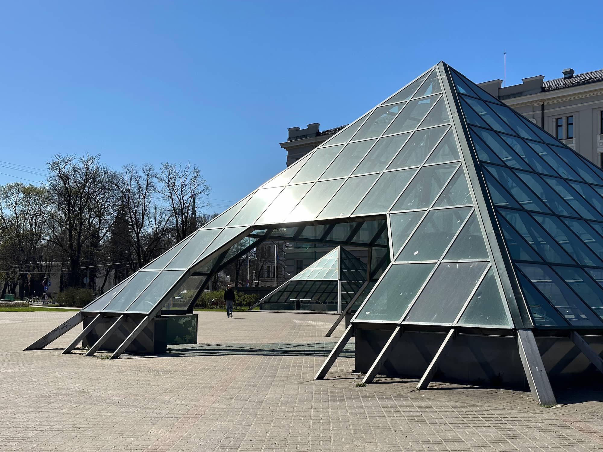 Pyramid-like structures with a glass roof